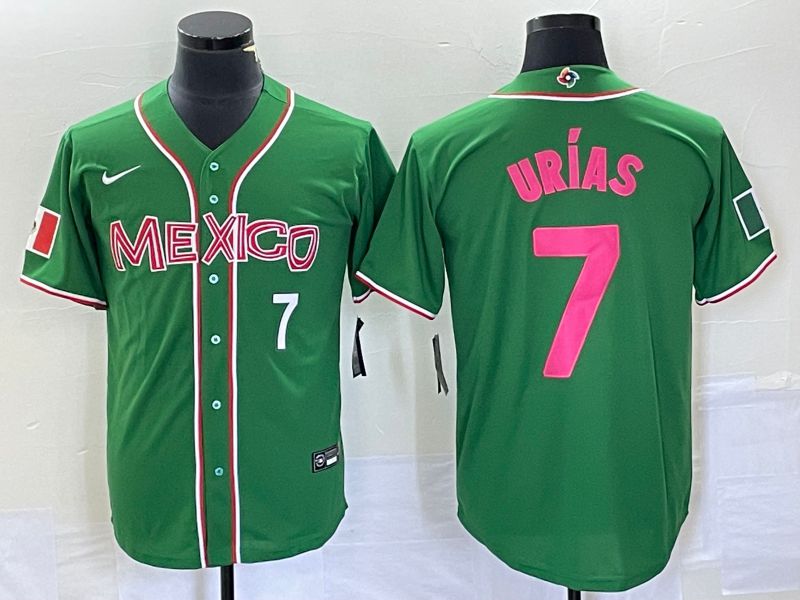Men 2023 World Cub Mexico #7 Urias Green pink Nike MLB Jersey8->more jerseys->MLB Jersey